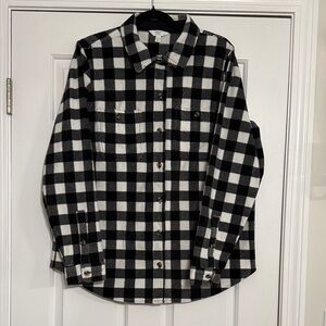 Time and Tru Plaid Shirt in Black and White